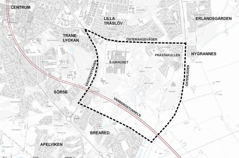 Prästakullen och sjukhusområdet