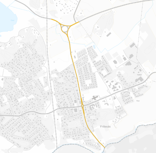 Gång- och cykelväg i Frillesås